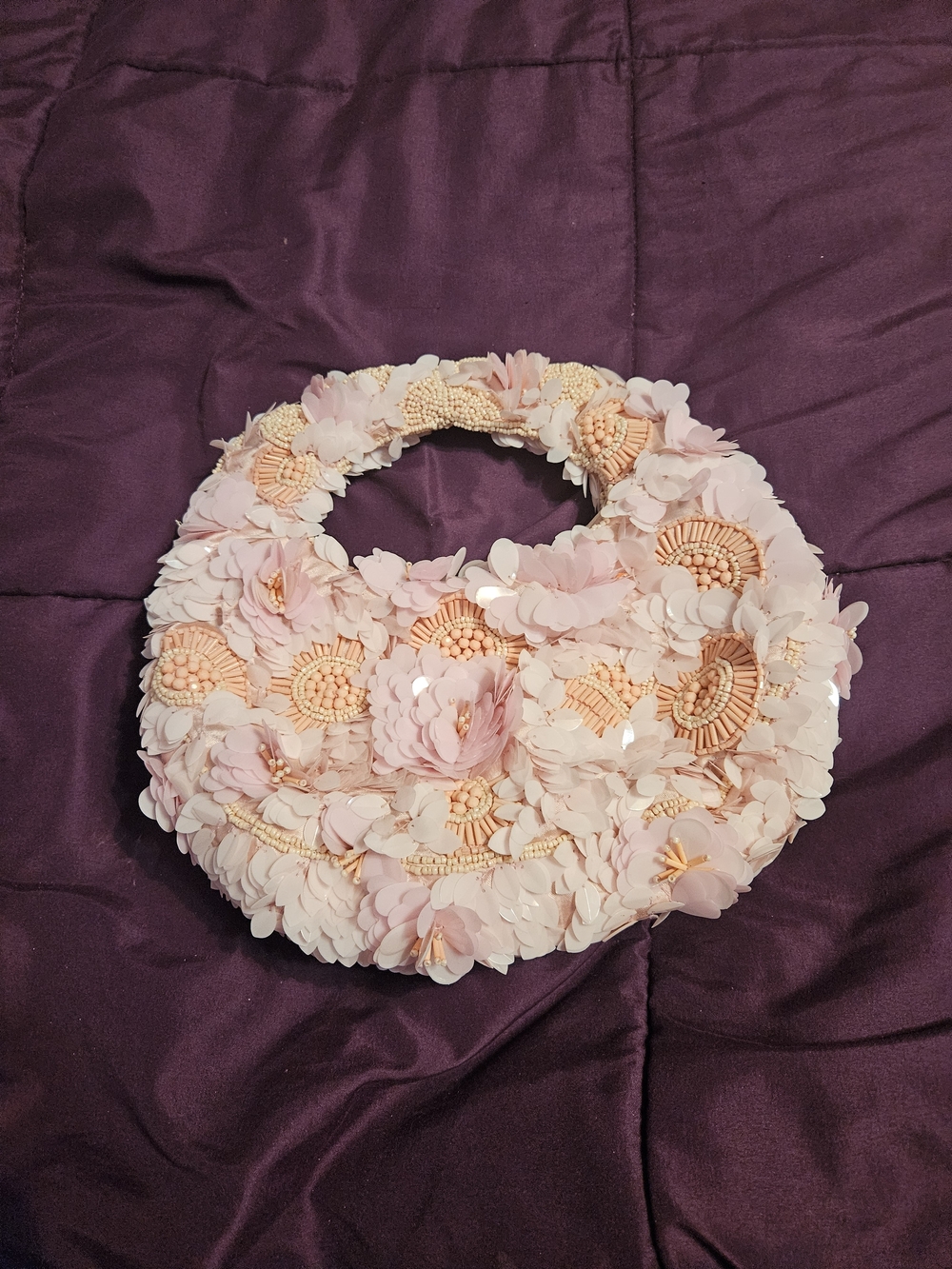 NWOT Floral Beaded Pink Handbag